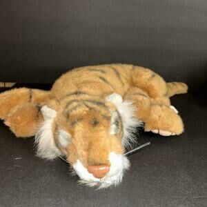 American Wego Sleeping Tiger Vintage Lying Animals 13' Long Plush Stuffed Toy